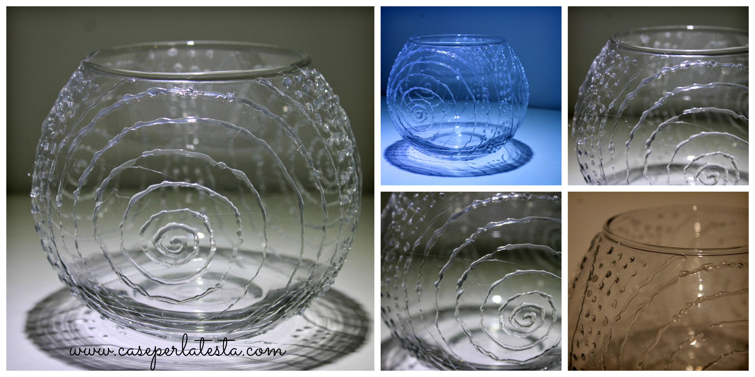 Decorare un vaso di vetro con la colla a caldo * How to decor a glass jar  with hot glue - Caseperlatesta