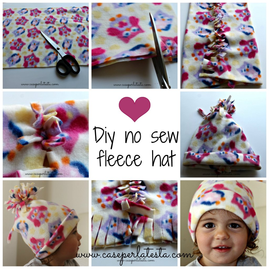 diy no sew fleece hat