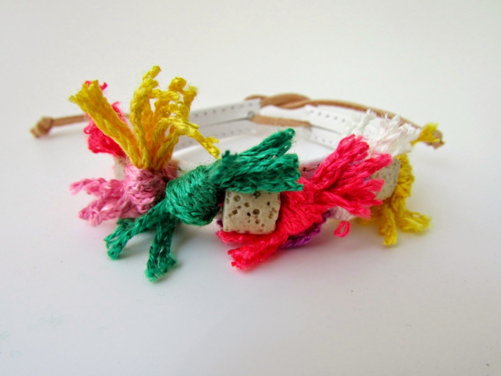 yarn bead leather bracelet diy
