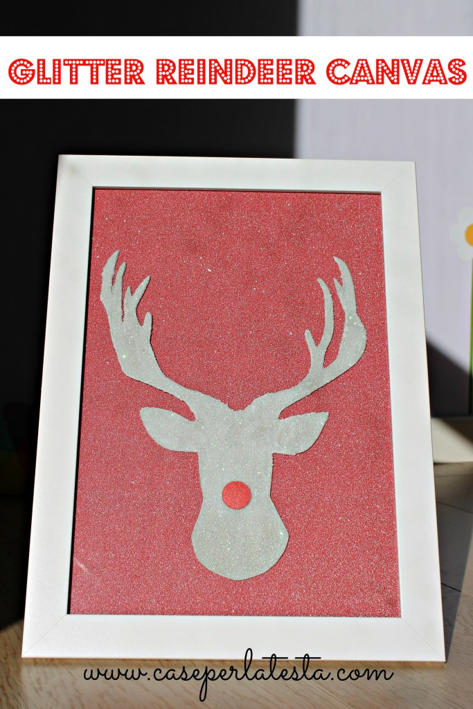 glitter canvas reindeer